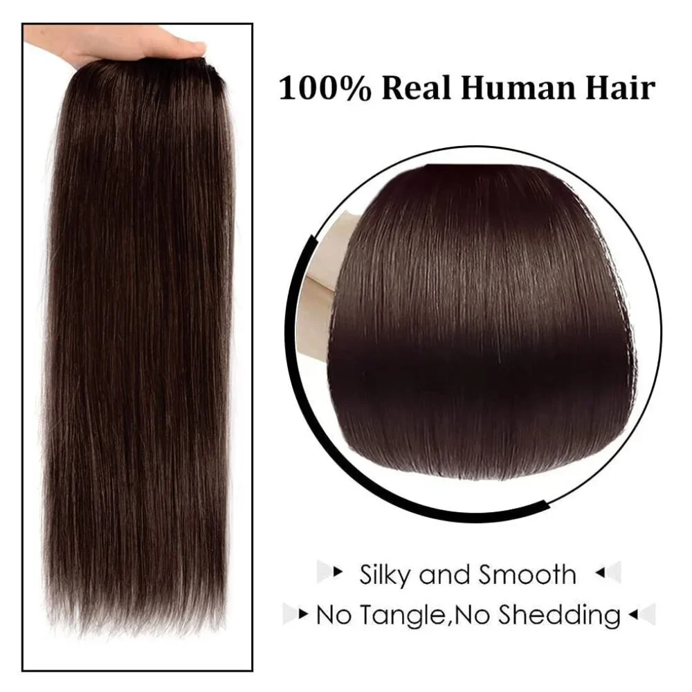 12 Inch Dark Brown Clip in Hair Extensions Remy Human Silky Straight